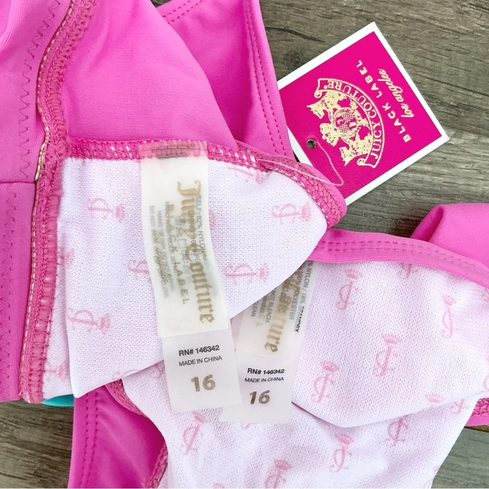 New Girls Juicy Couture Pink Bikini Set Size 16